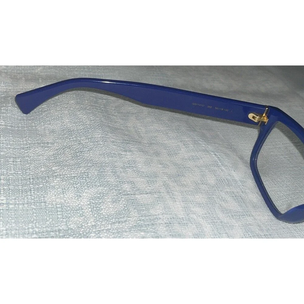 GUCCI GG1141O 002 Blue  Gold Trim 56mm Eyeglass Frames  /Sunglass Frames Only